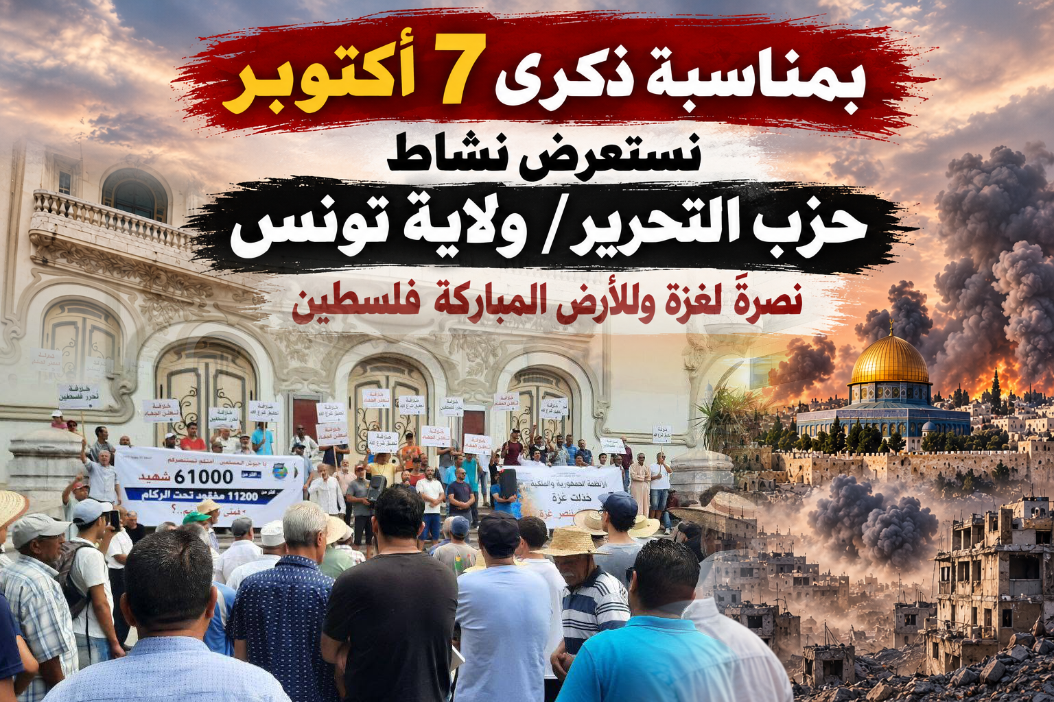 بمناسبة ذكرى 7 أكتوبر نستعرض نشاط حزب التحرير / ولاية تونس نصرةً لغزة وللأرض المباركة فلسطين
