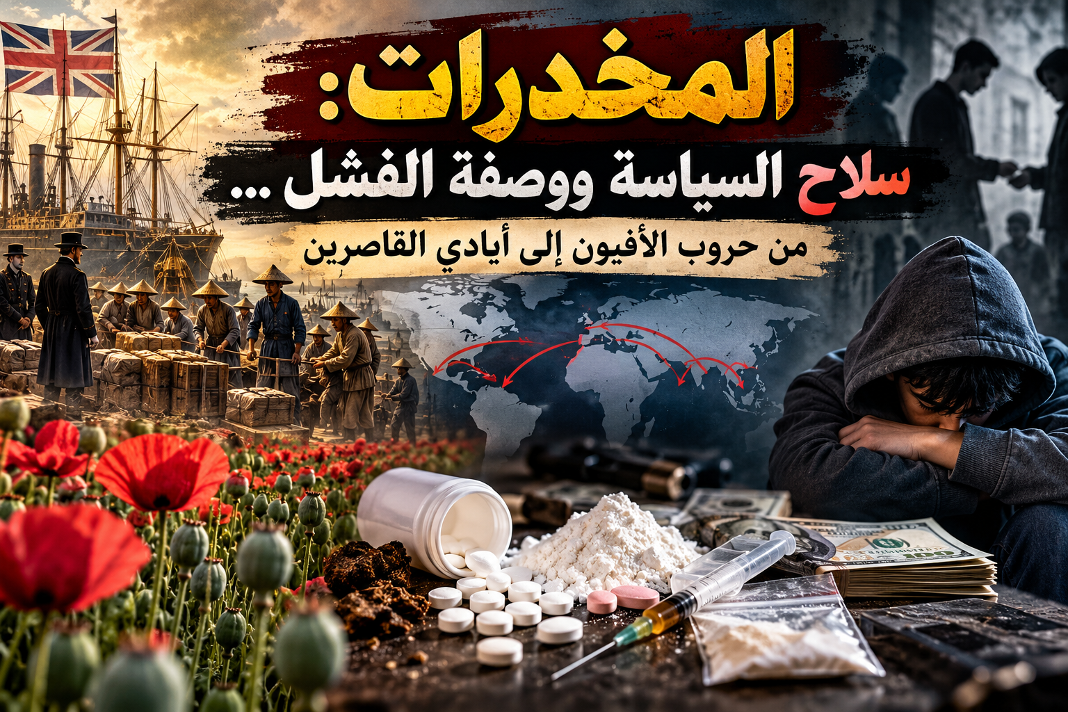 المخدرات : سلاح السياسة ووصفة الفشل … من حروب الأفيون إلى أيادي القاصرين